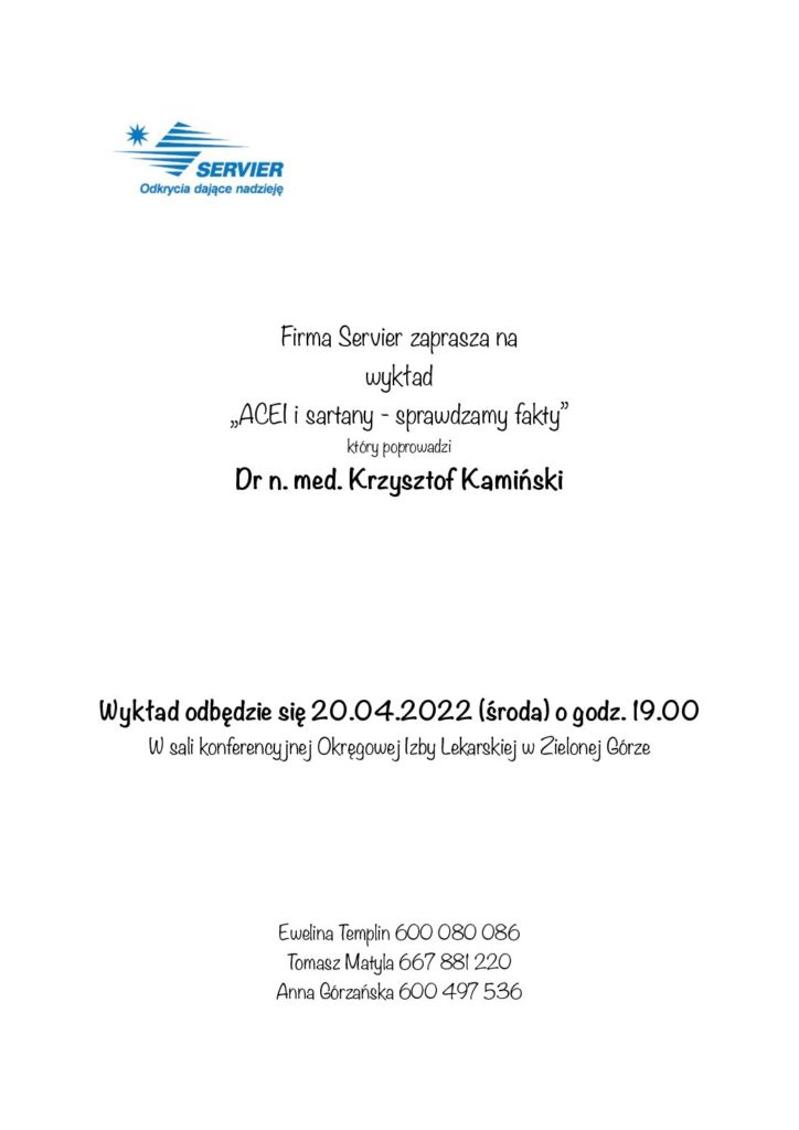 Zaproszenie na wykład”ACEI i sartany – sprawdzamy fakty